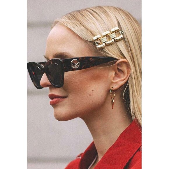 NEW Fendi F is FENDI Havana Cat Eye Square Sunglasses main image 14
